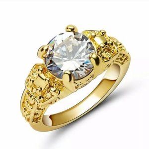 Size 8 Jewelry white Zircon yellow Rhodium Plated